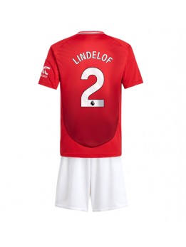 Manchester United Victor Lindelof #2 Heimtrikotsatz für Kinder 2024-25 Kurzarm (+ Kurze Hosen)